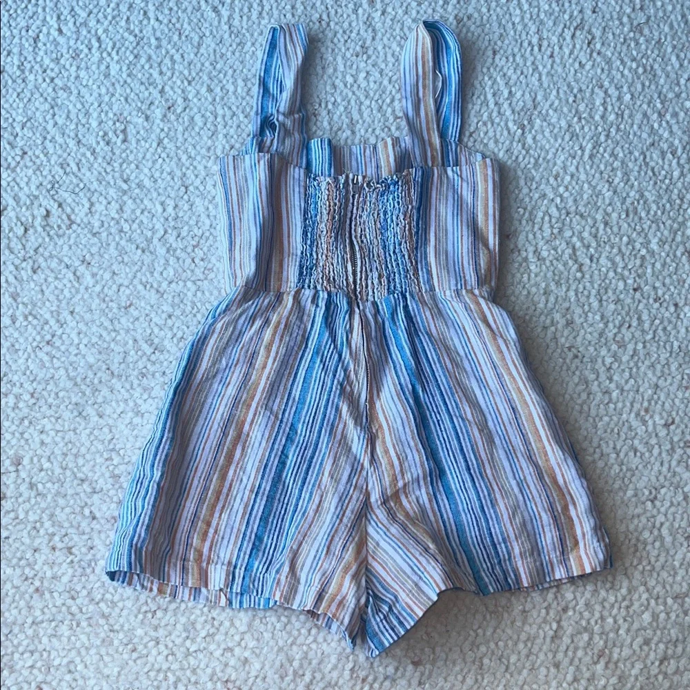 Reformation Island Linen Romper‎ Marbella Stripe 0